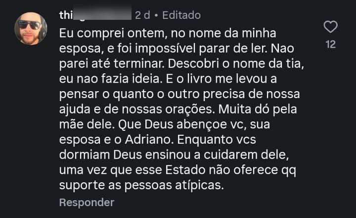 thiago558234: Eu comprei ontem, no nome da minha
esposa, e foi impossível parar de ler. Não parei até terminar.